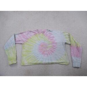 Southern Spirit Shirt‎ Mens Medium Tie Dye V Neck Long Sleeve Pastel Spiral